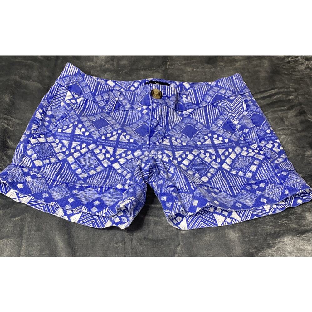 American Eagle Shorts Womens Size 00 Midi Stretch Blue Diamond Print